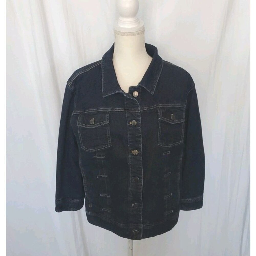 J Jill Jean Jacket Med. Wash Embroidered Women's XL Western Grunge Preppy